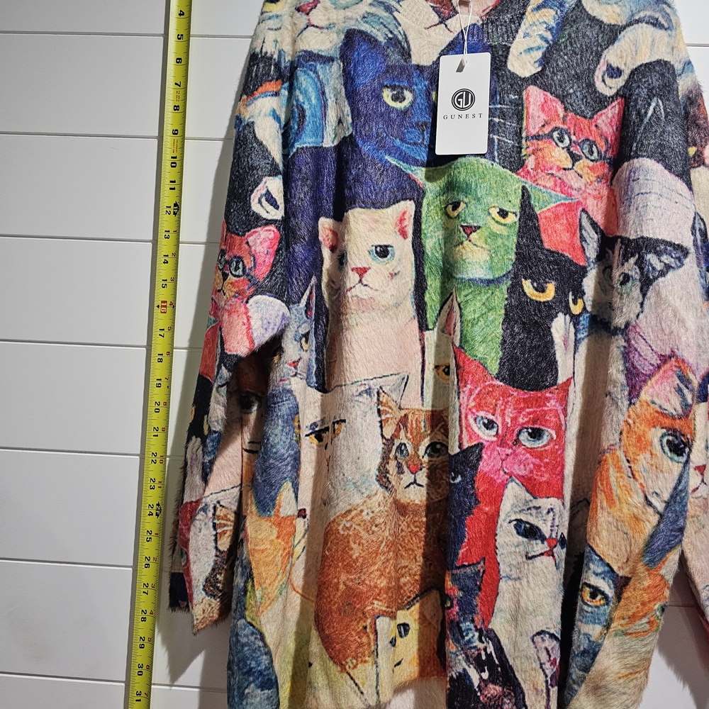Gunest Colorful Cat Pattern Sweater - Picture 4 of 5